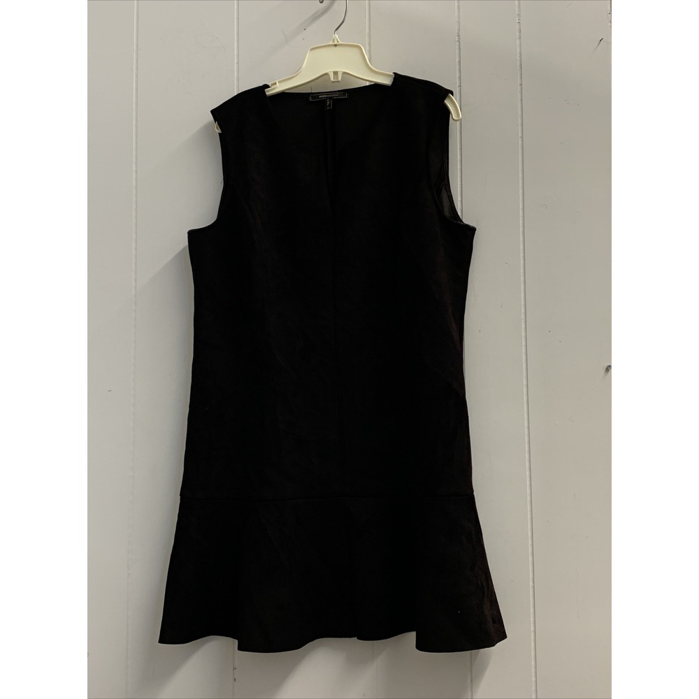BCBG Maxazria Mini Dress Extra Large Fit and Flare Black Tank Suede‎ Above Knee